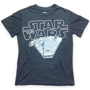 Star Wars Millennium Falcon Graphic T-Shirt Mens Gray Mad Engine Short Sleeve S
